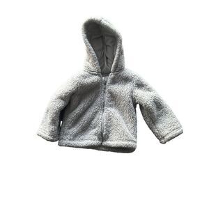 Carter’s fleece bear zip up hoodie jacket sz 6-9 months unisex boys girls cream